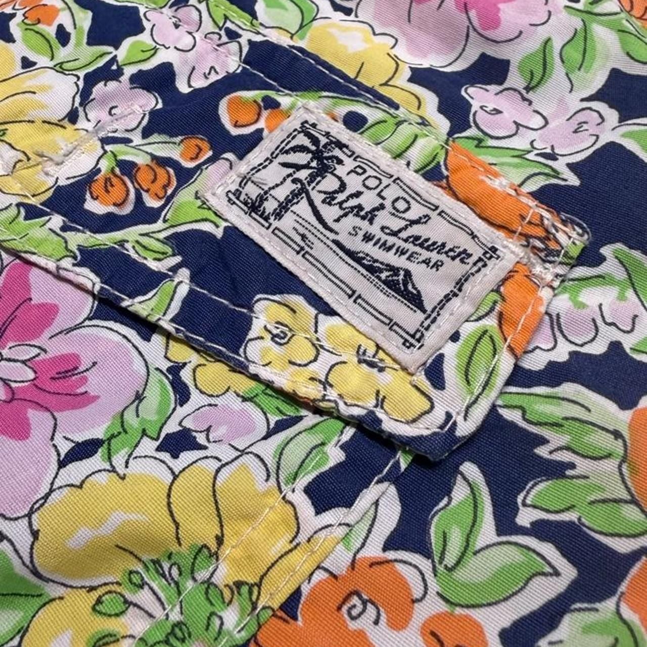 Polo Ralph Lauren Floral Swim Shorts Size M Navy Blue Tropical Trunks 7