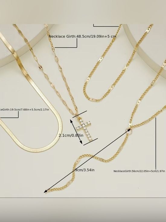 5 Pieces Gold Layered Multicolor Gemstone Cross Necklaces for Women 5