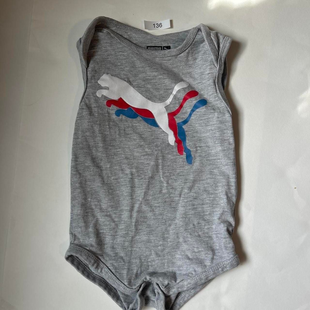 Puma Baby Bodysuit 18M Grey Graphic Jumpsuit Romper 2