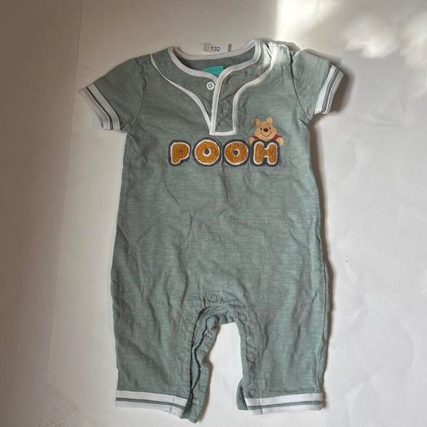 Disney Winnie the Pooh Romper Size 3/6M Green Cotton