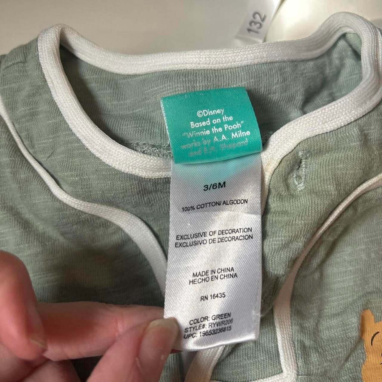 Disney Winnie the Pooh Romper Size 3/6M Green Cotton 5