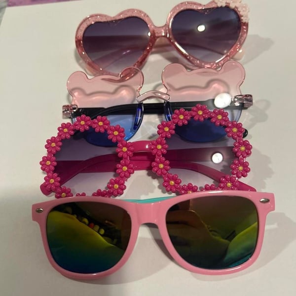 Childrens Sunglasses Bundle Lot of 4 Pairs Pink Blue Novelty