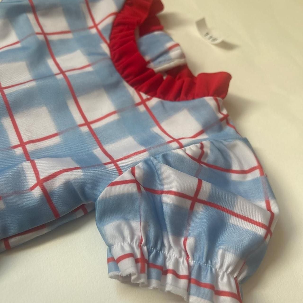 Hamner Hill Plaid Swimsuit Size 3M Blue Red Ruffle Baby Bodysuit 4