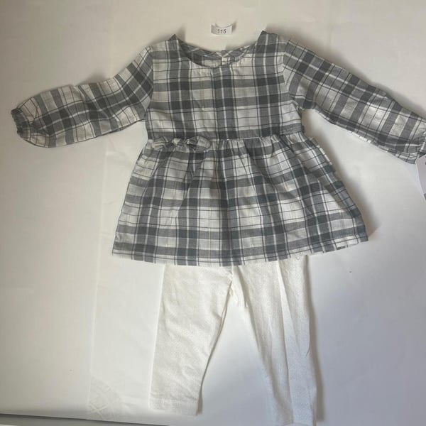 Carter's Plaid Tunic and Legging Set 12m Grey White Glitter