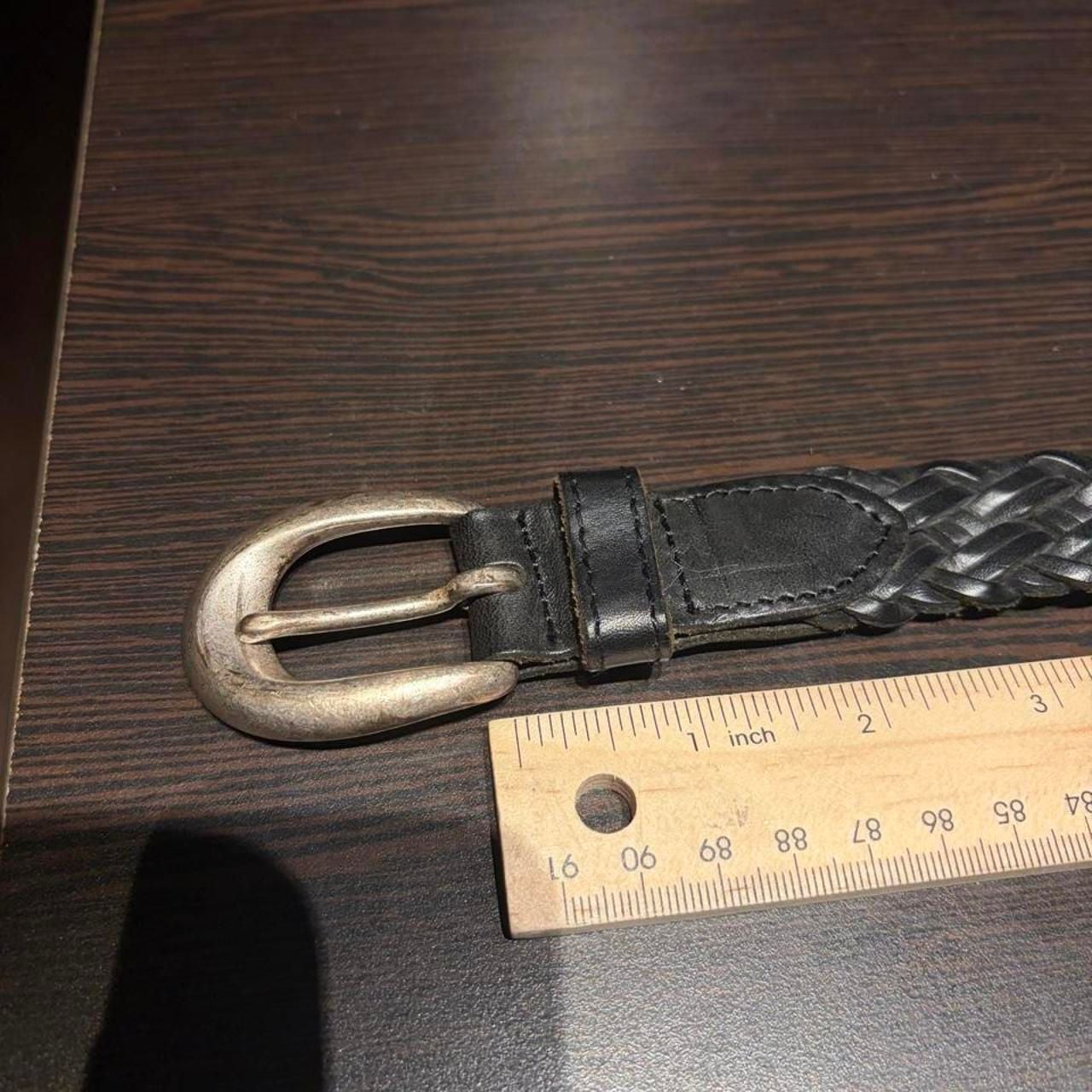 Vintage Black Braided Leather Belt Size 36 2