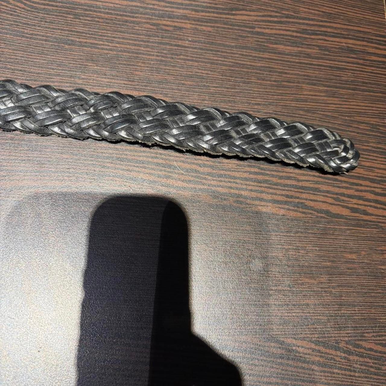 Vintage Black Braided Leather Belt Size 36 3