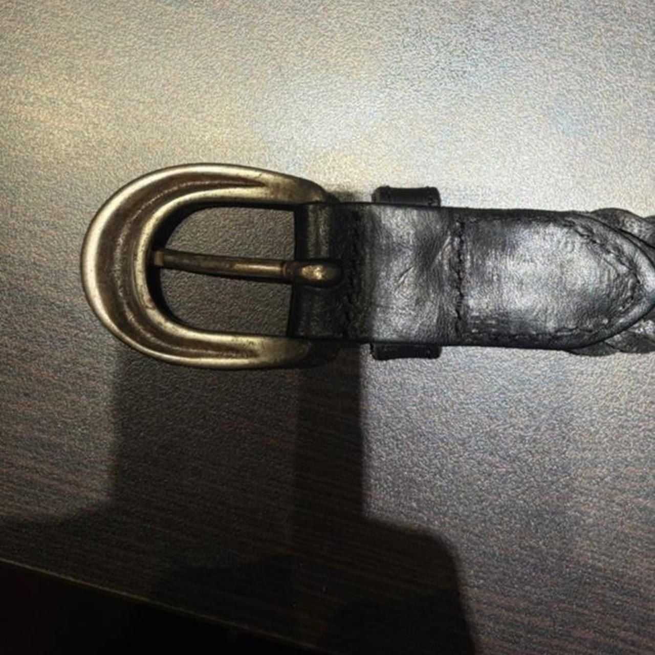 Vintage Black Braided Leather Belt Size 36 4