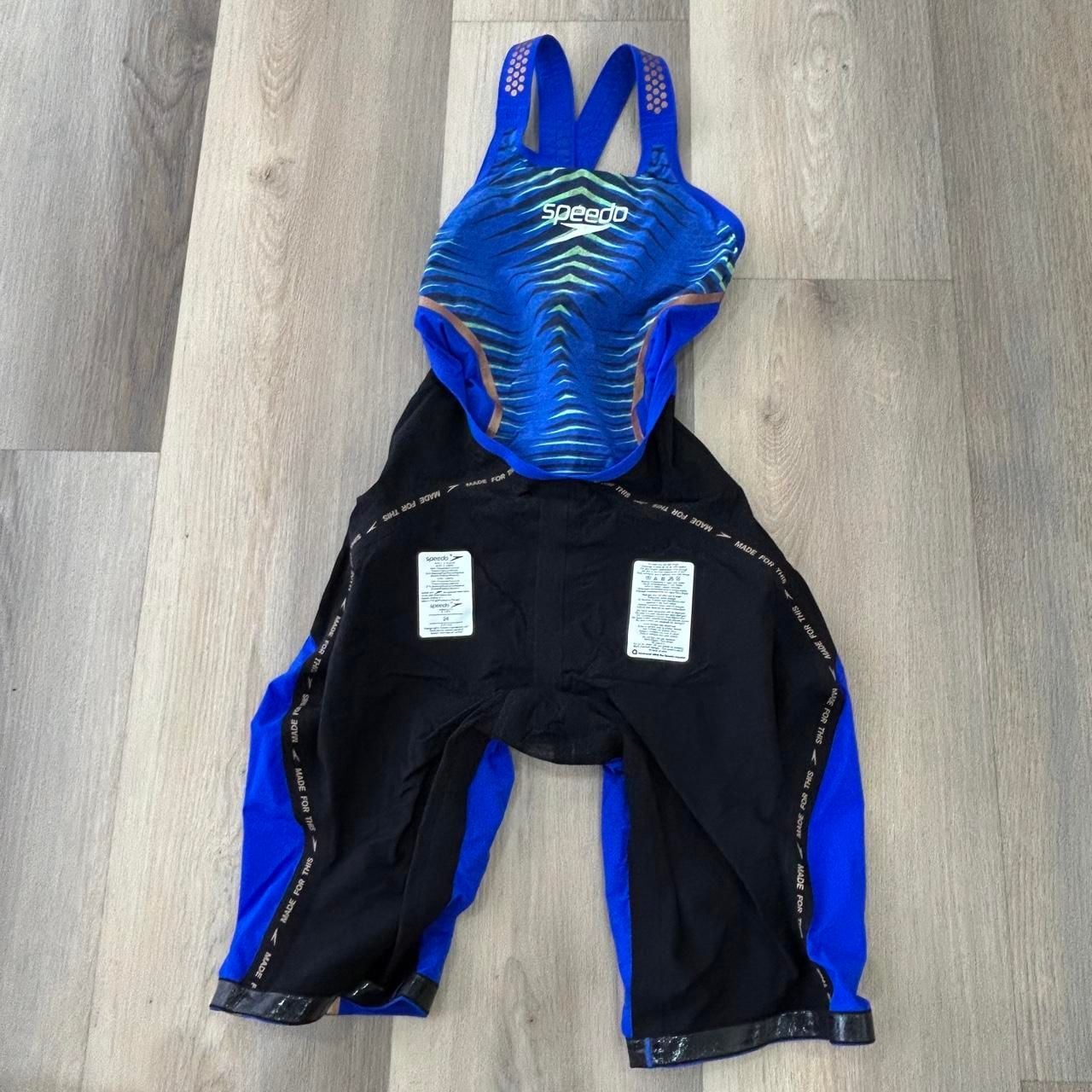 Speedo Fastskin LZR Racer X Kneeskin Size 24 Blue Gold Swimsuit 4
