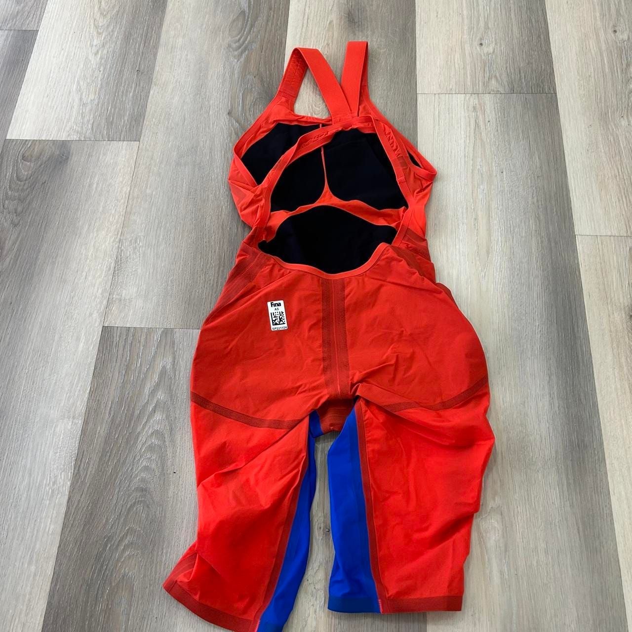 Speedo LZR Racer Kneeskin Size 22 Red Blue Competition Swimsuit 2