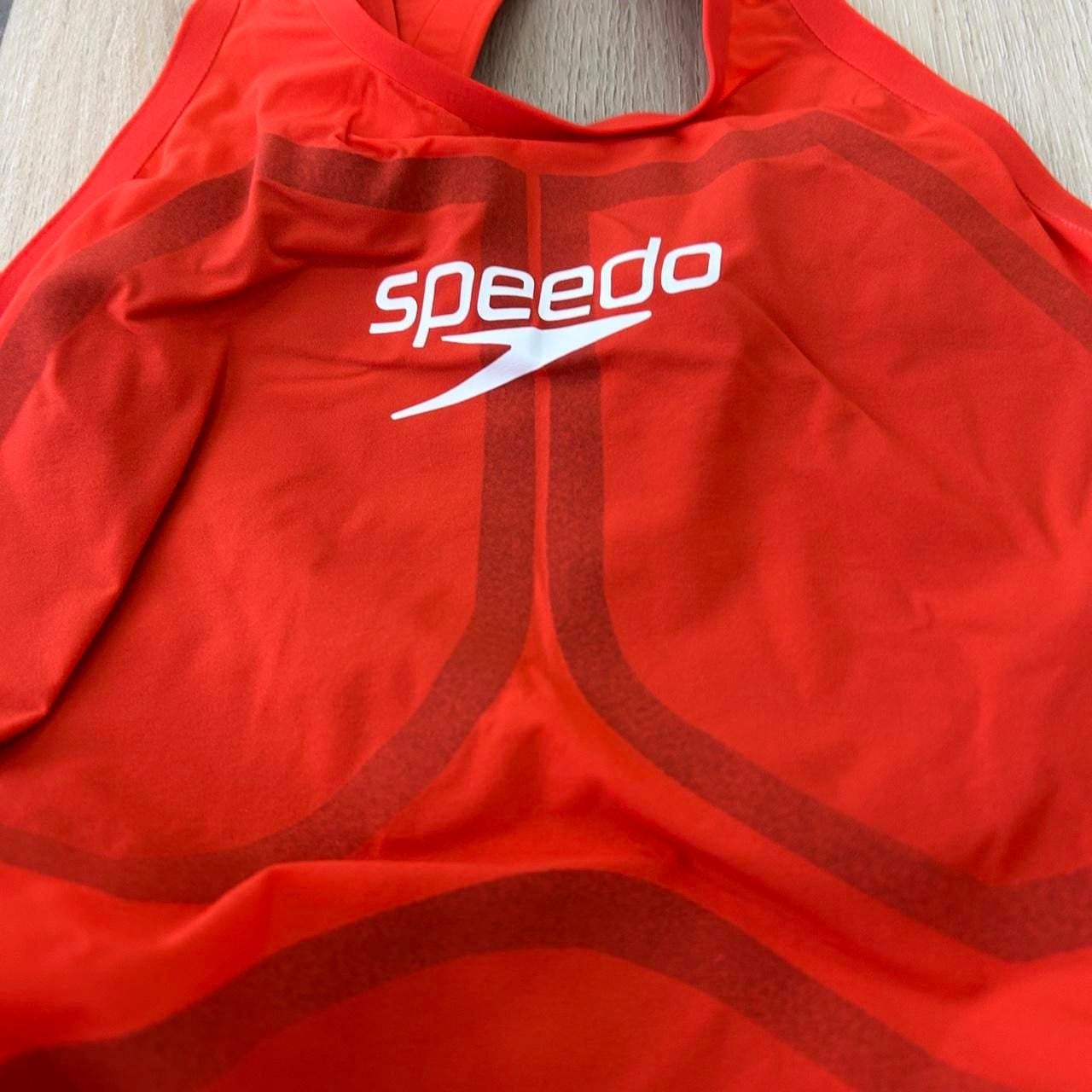 Speedo LZR Racer Kneeskin Size 22 Red Blue Competition Swimsuit 3