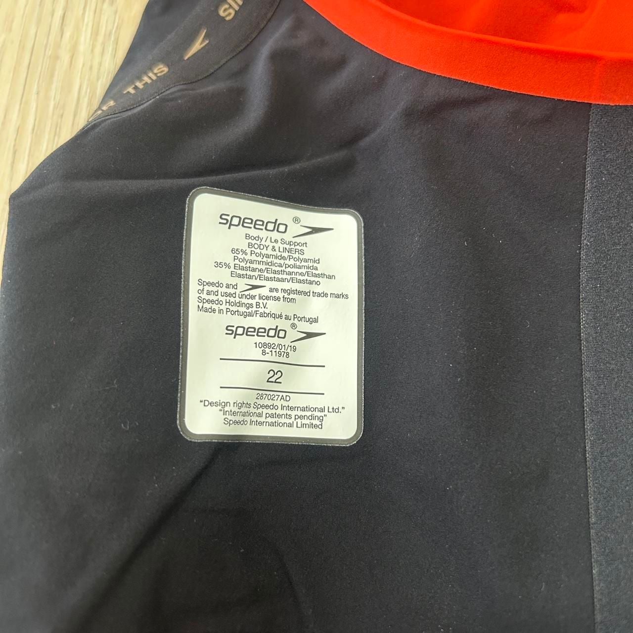 Speedo LZR Racer Kneeskin Size 22 Red Blue Competition Swimsuit 5