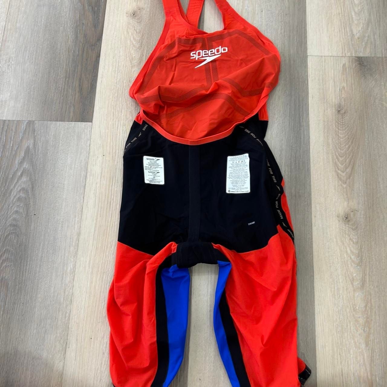 Speedo LZR Racer Kneeskin Size 22 Red Blue Competition Swimsuit 7