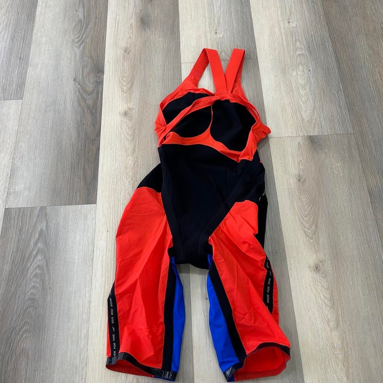 Speedo LZR Racer Kneeskin Size 22 Red Blue Competition Swimsuit 8