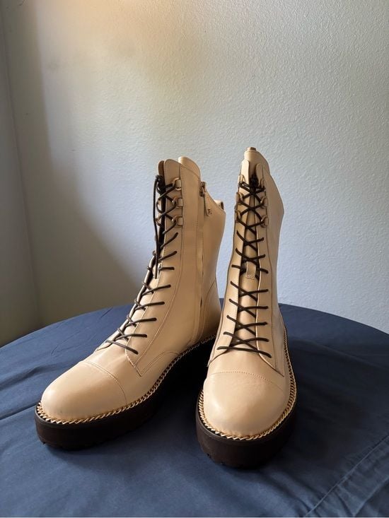 Sam Edelman cream lace up boots NEW IN BOX! 2