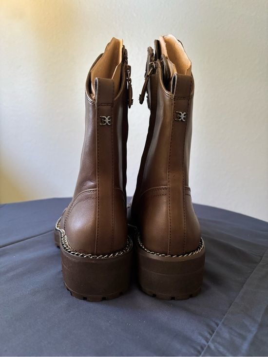 Sam Edelman alpine green Lace-Up Combat Boots with Chain Trim 3