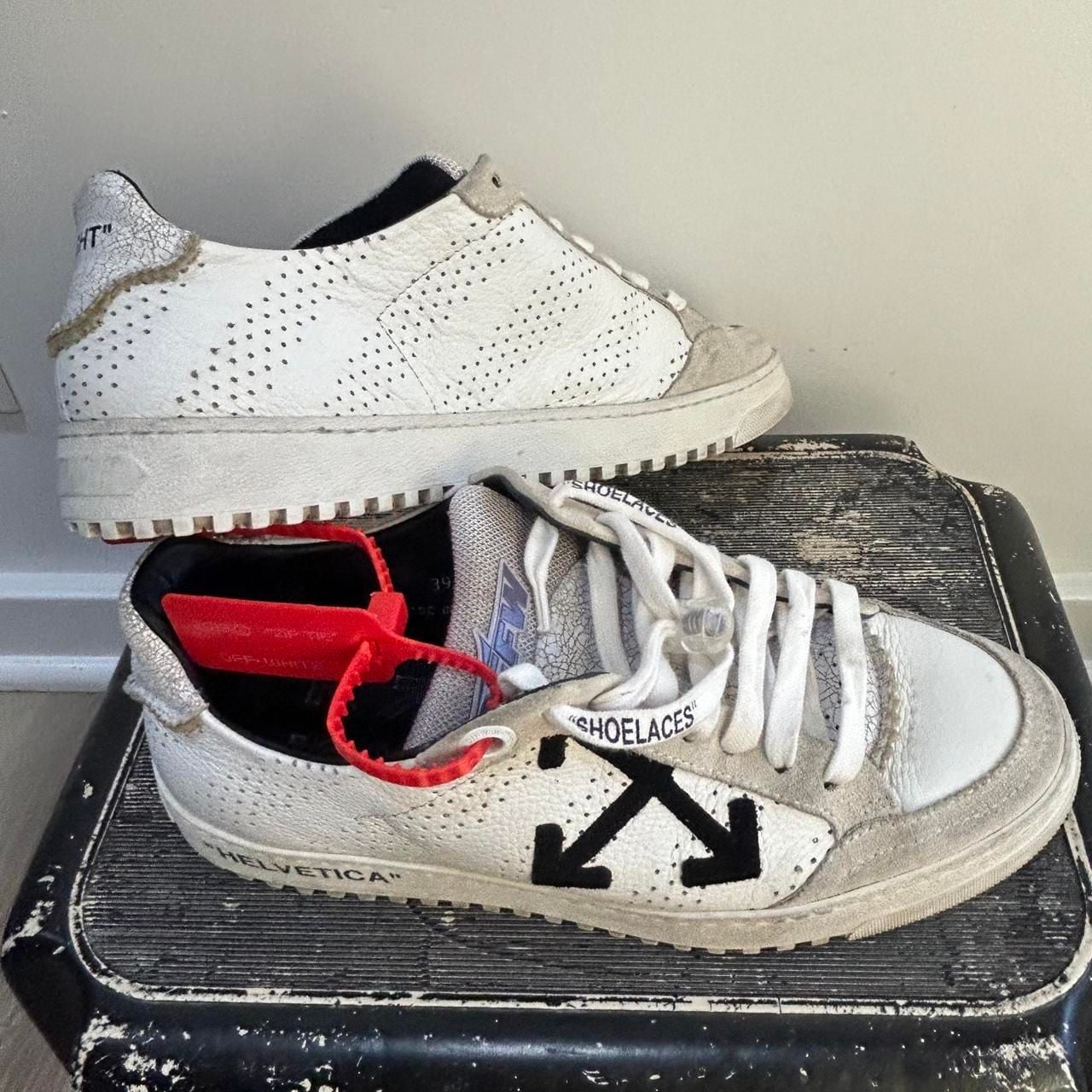 Off-White Out Of Office OOO Sneakers Size 39 White Black Helvetica 4