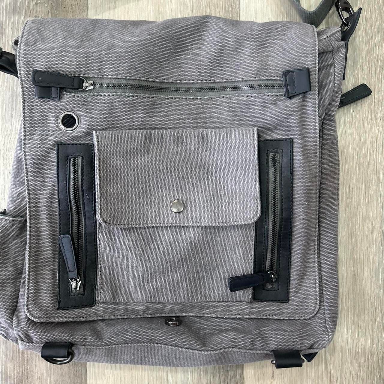 Gray Canvas Crossbody Bag Messenger Bag Minimalist 3