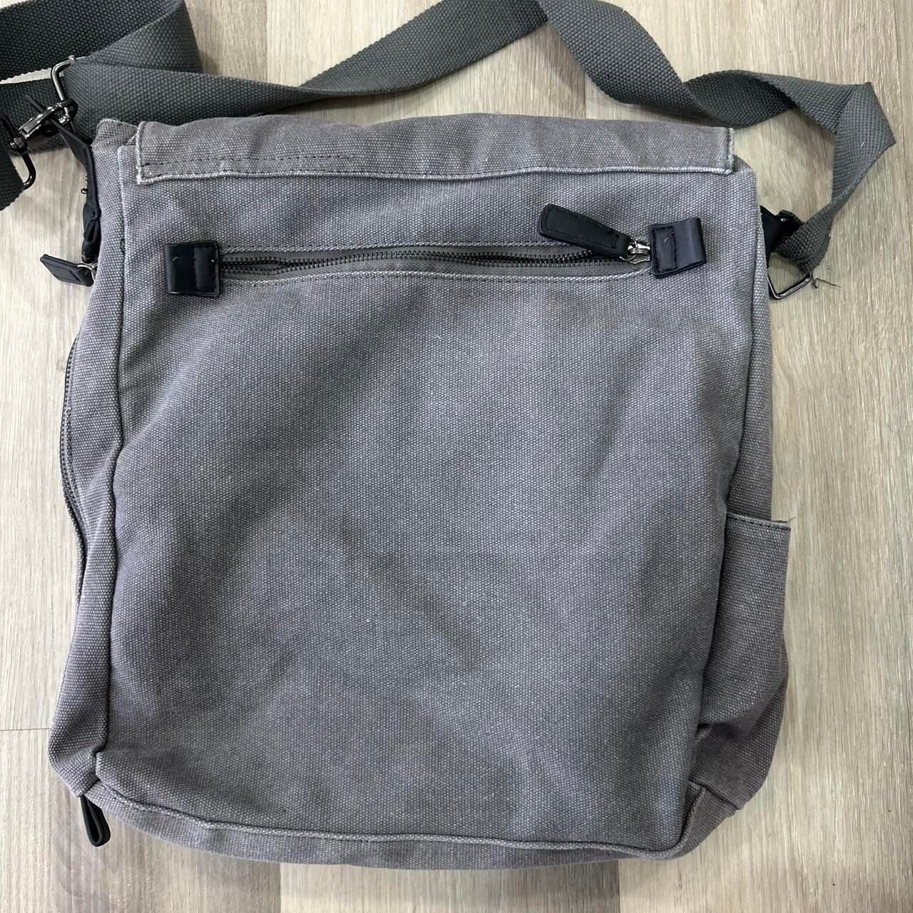 Gray Canvas Crossbody Bag Messenger Bag Minimalist 4