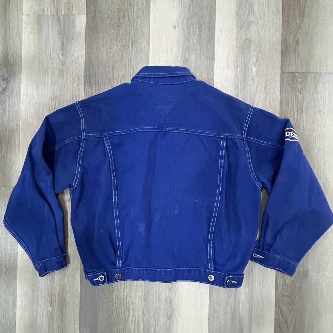 Guess Denim Jacket Size M Royal Blue Contrast Stitching 90s 8