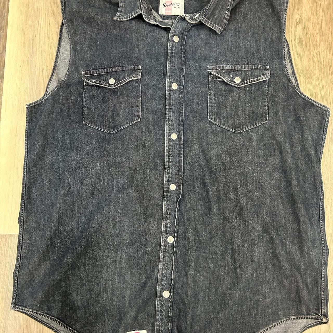 Steelwing Denim Vest XL Black The Lost Station Embroidered Back 5