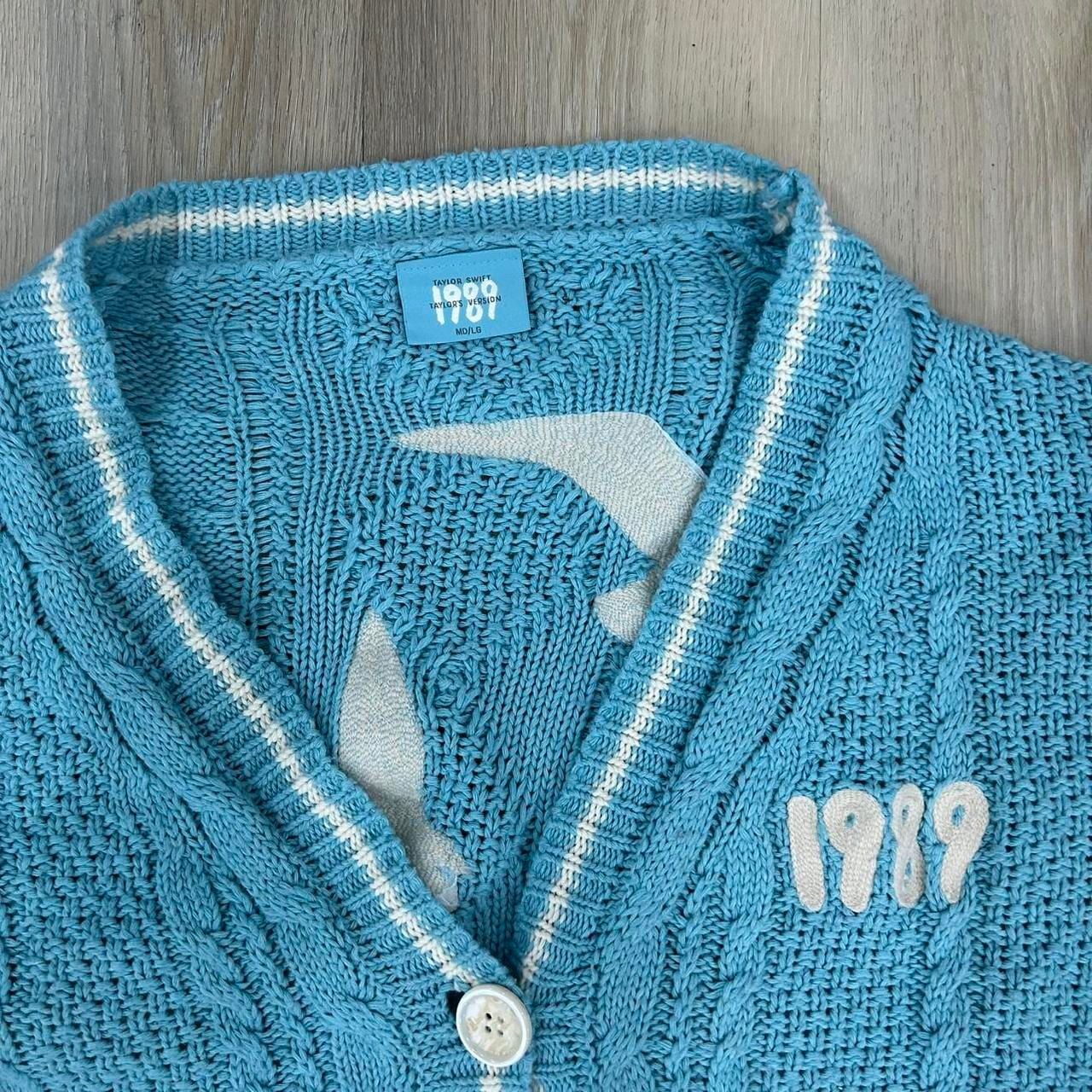 Taylor Swift 1989 Cardigan MD/LG Blue Cable Knit 4