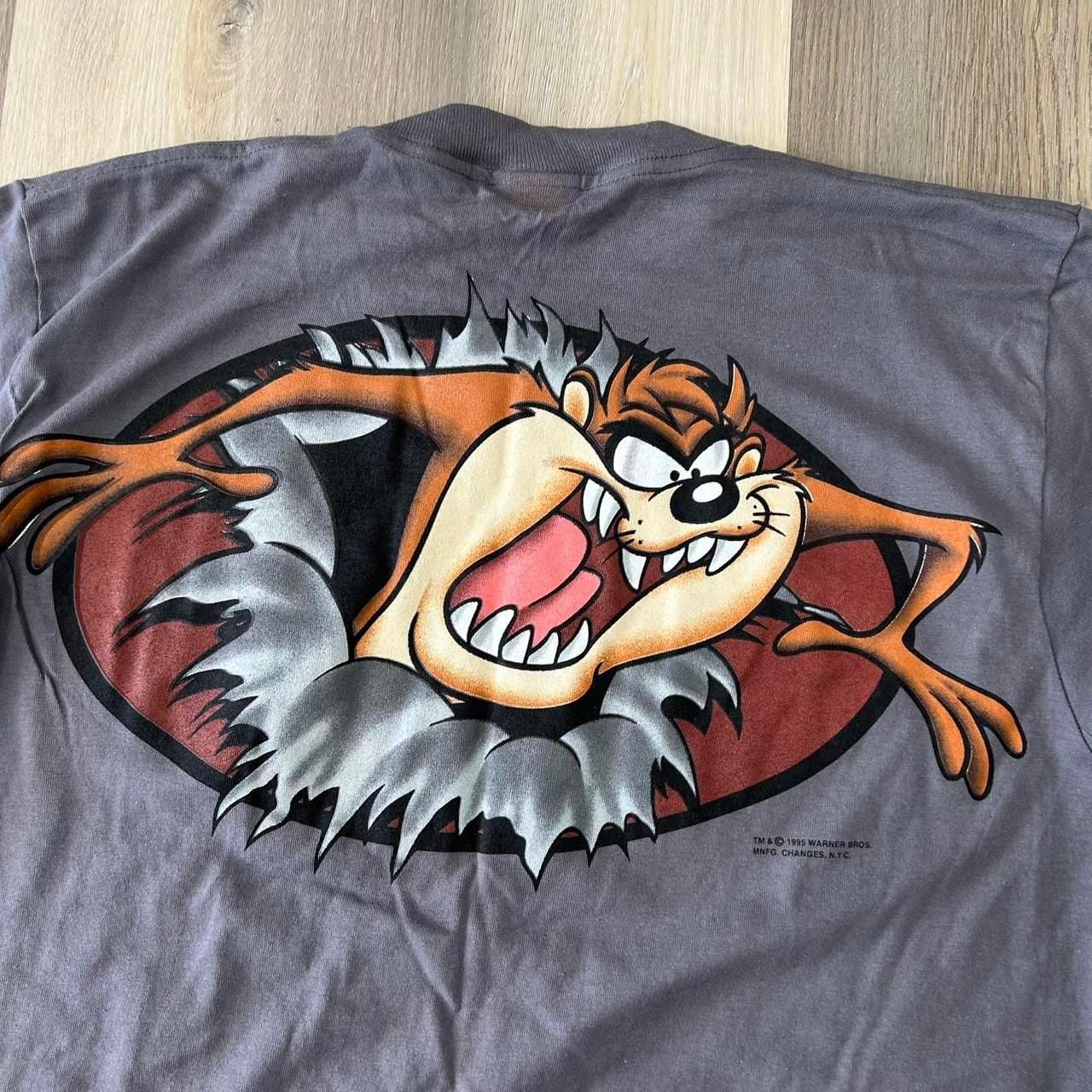 Changes Taz Looney Tunes T-Shirt Size XL Vintage 1995 Grey Graphic Tee 3