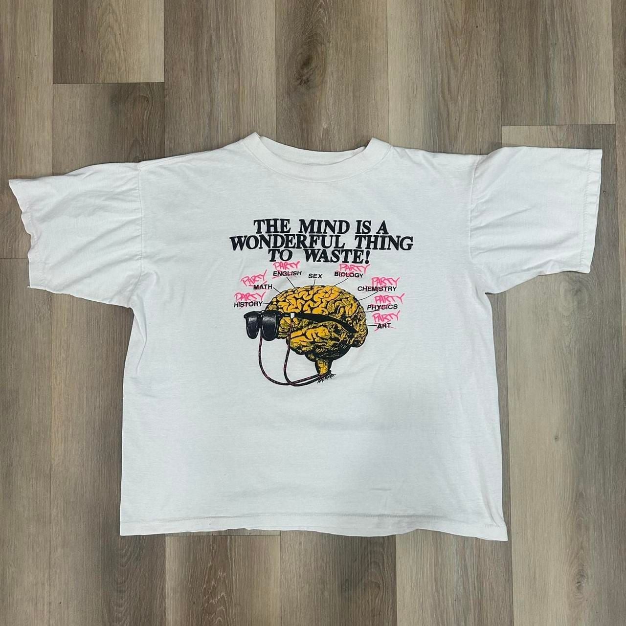 Vintage 80s The Mind Is A Wonderful Thing To Waste T-Shirt XL Crop Top 2