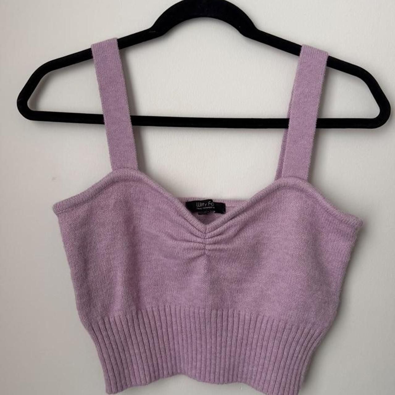 Witty Fo Lilac Knit Crop Top Size L 3