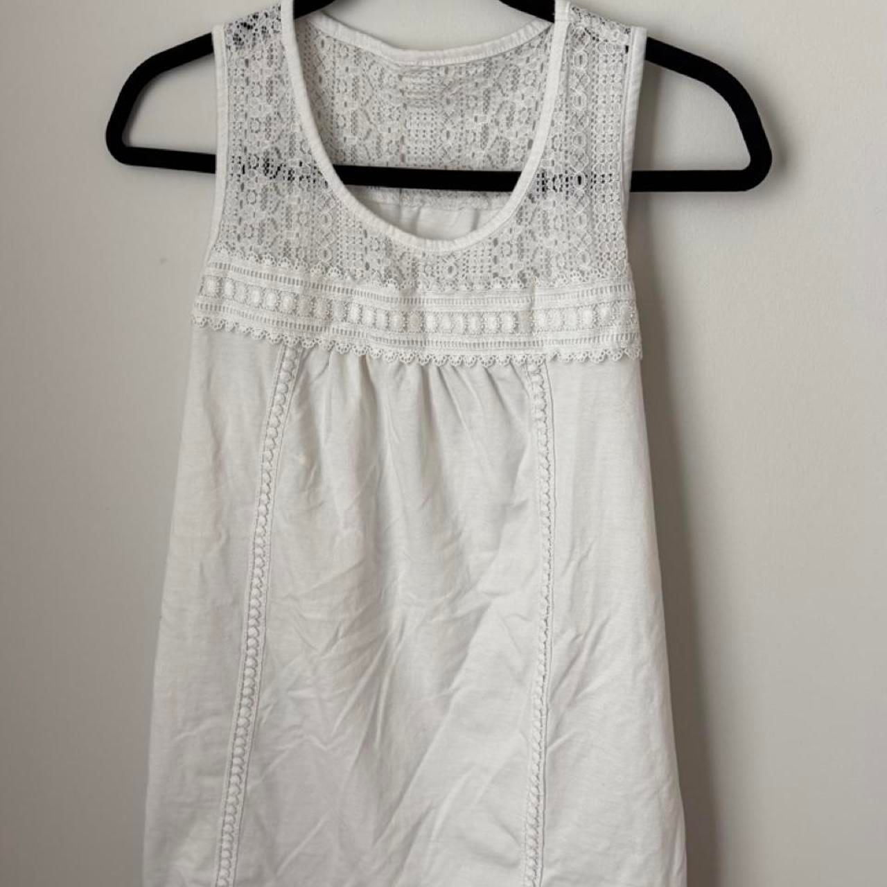 White Cotton Tank Top Lace Trim Cottagecore 3