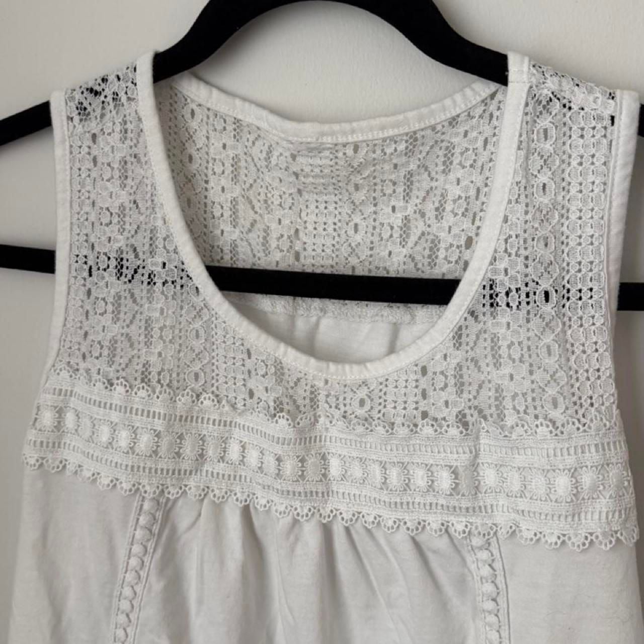 White Cotton Tank Top Lace Trim Cottagecore 4