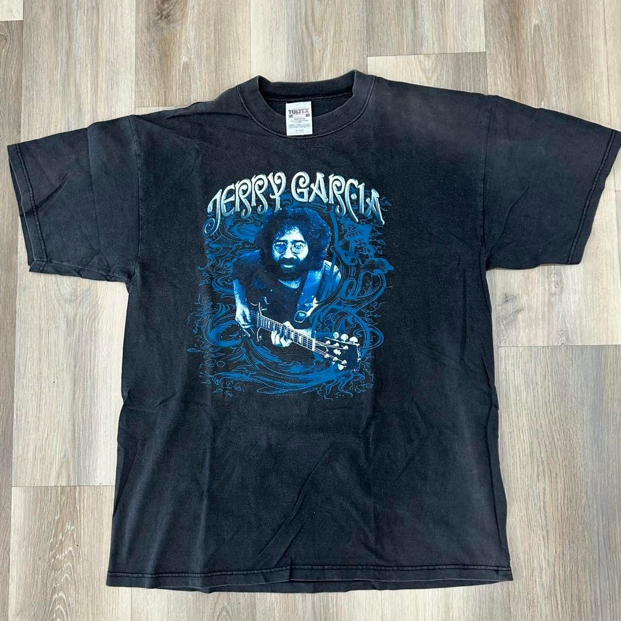Tultex Jerry Garcia T-Shirt Size XL Vintage 90s Black Rock Band Tee 2
