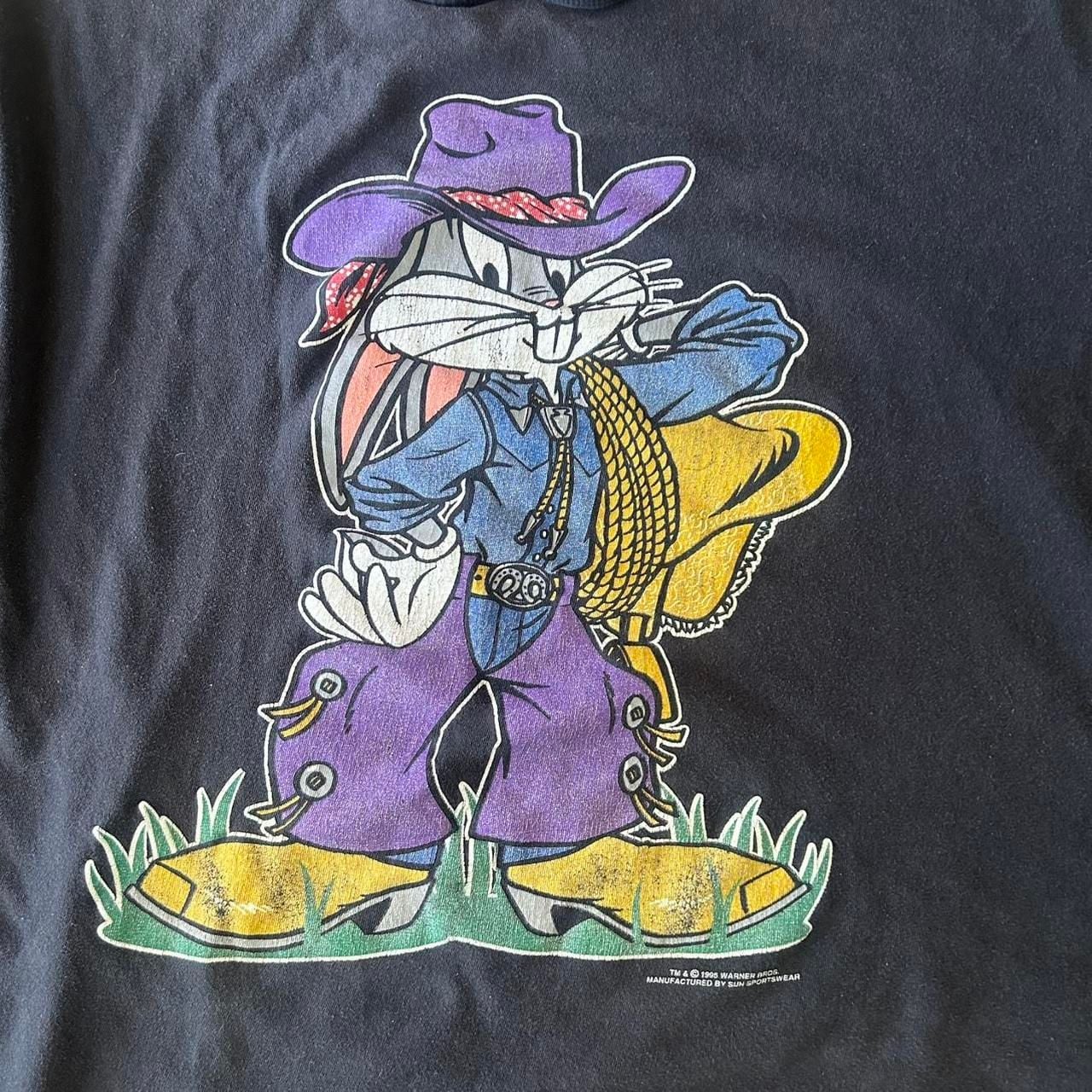 Ozark Mountain Jean Company Bugs Bunny 1995 T-Shirt Black Boxy Crop Top 2