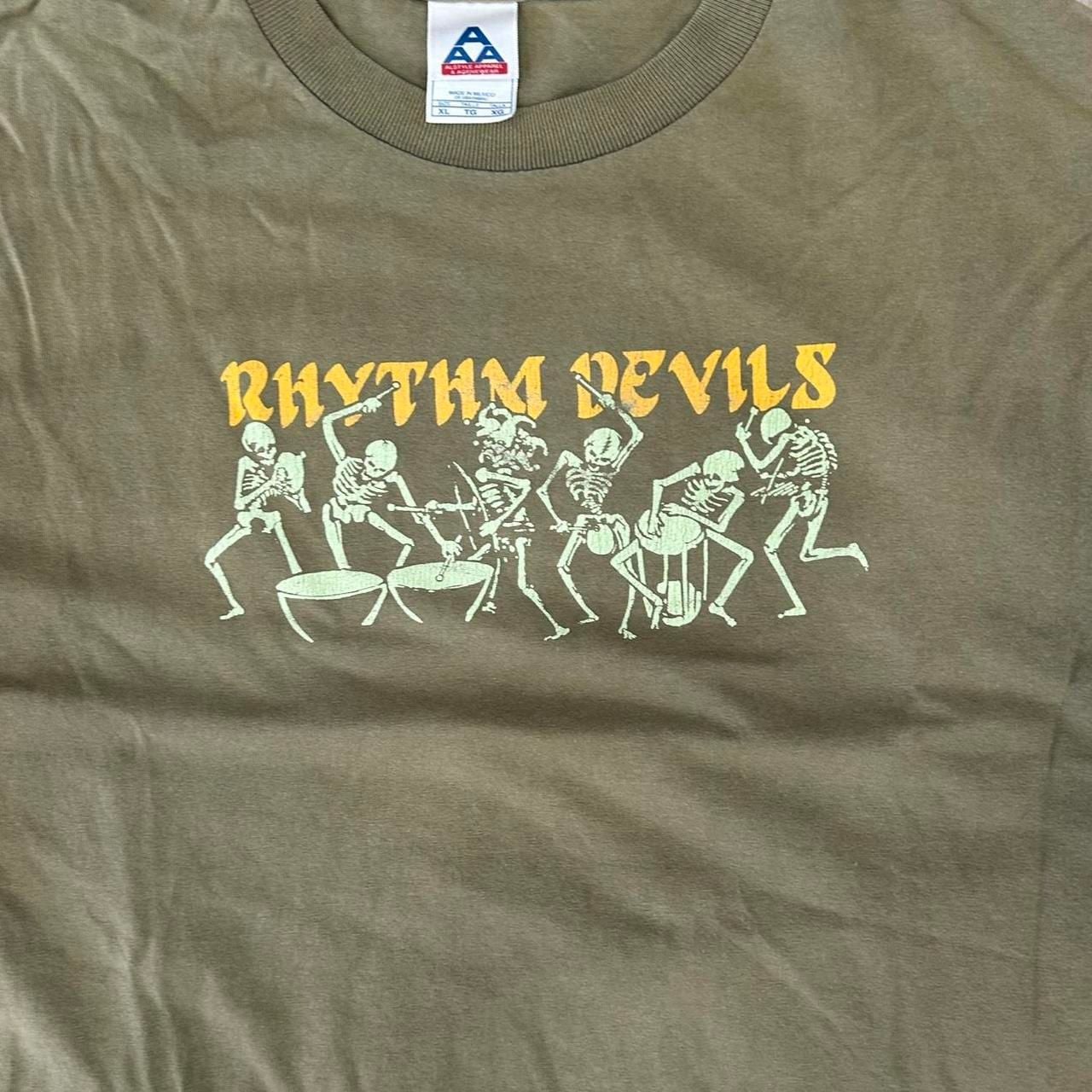 Alstyle Rhythm Devils T-Shirt Size XL Olive Green Skeleton Graphic 5