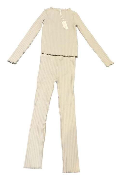 Rylee + Cru Light Sage Green Ribbed Cotton 2-Piece Set 10-12Y New Girls 1