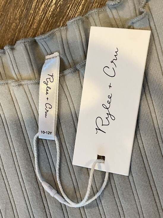Rylee + Cru Light Sage Green Ribbed Cotton 2-Piece Set 10-12Y New Girls 10