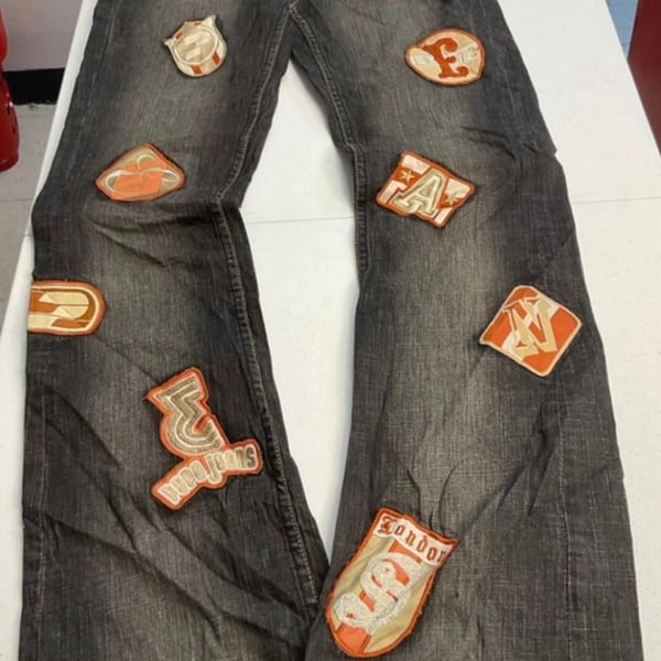 Pepe Jeans London Patchwork Flare Jeans Size 27 Dark Wash Denim Y2K