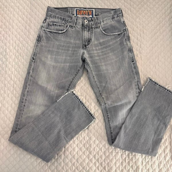 Levi's 511 Skinny Jeans W28 L30 Gray Distressed Hem Denim