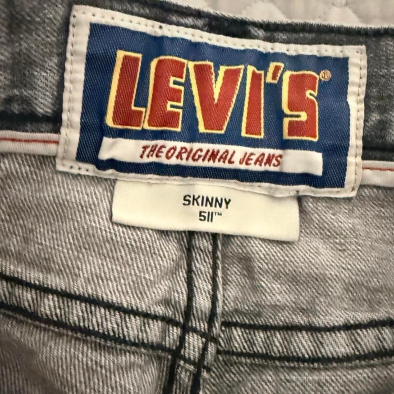 Levi's 511 Skinny Jeans W28 L30 Gray Distressed Hem Denim 3