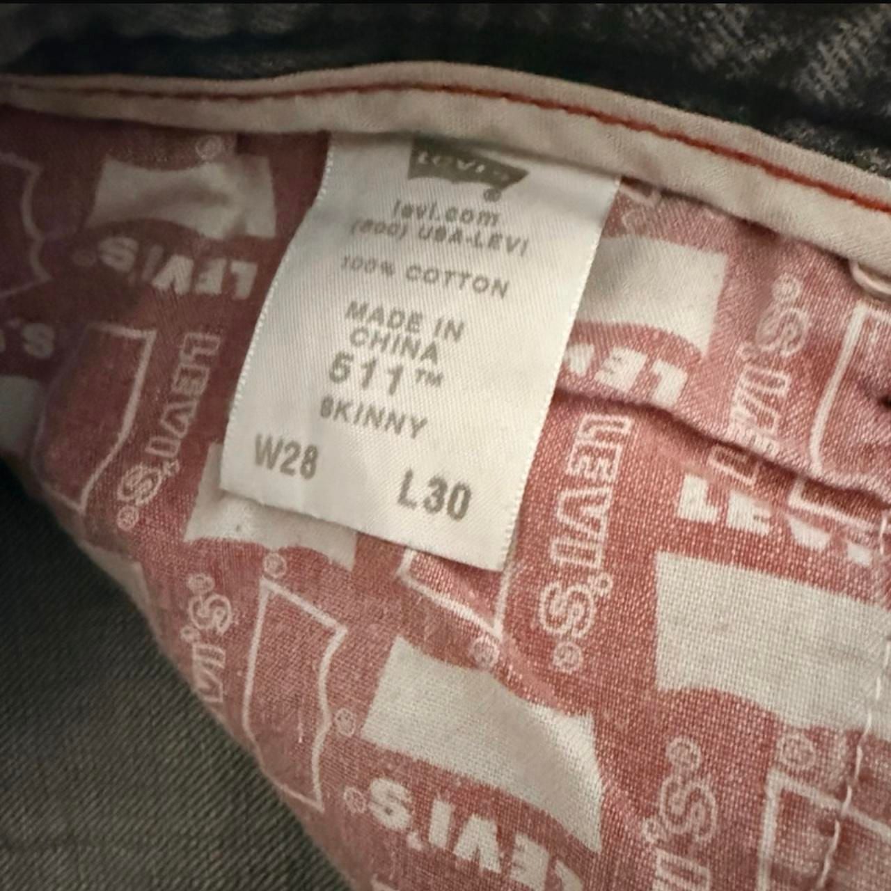 Levi's 511 Skinny Jeans W28 L30 Gray Distressed Hem Denim 4