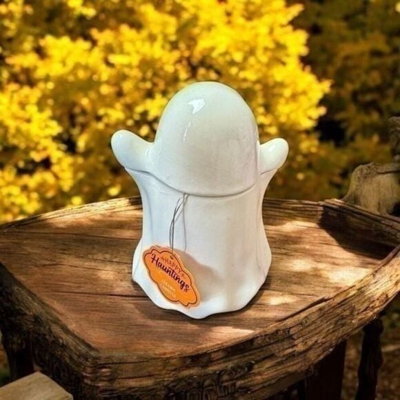 Happy Hauntings Halloween 2024 Ceramic Ghost Candy Jar NWT 2