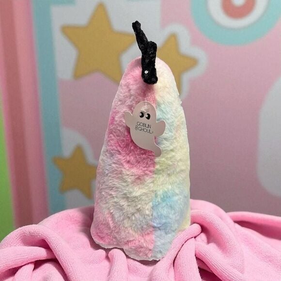 Goblin & Ghoul Pink Ombre Plush Ghost with Bow. Weighted Halloween Summerween D 2