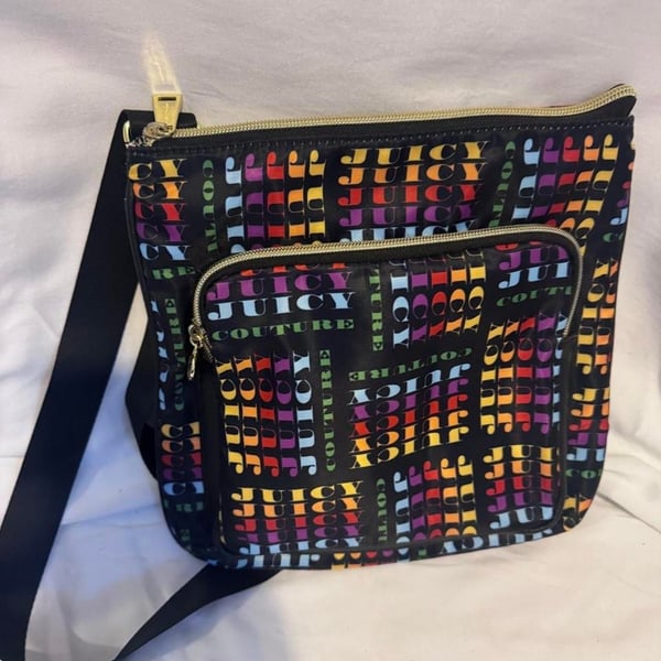 Juicy Couture Multicolored Logo Print Crossbody Bag Black