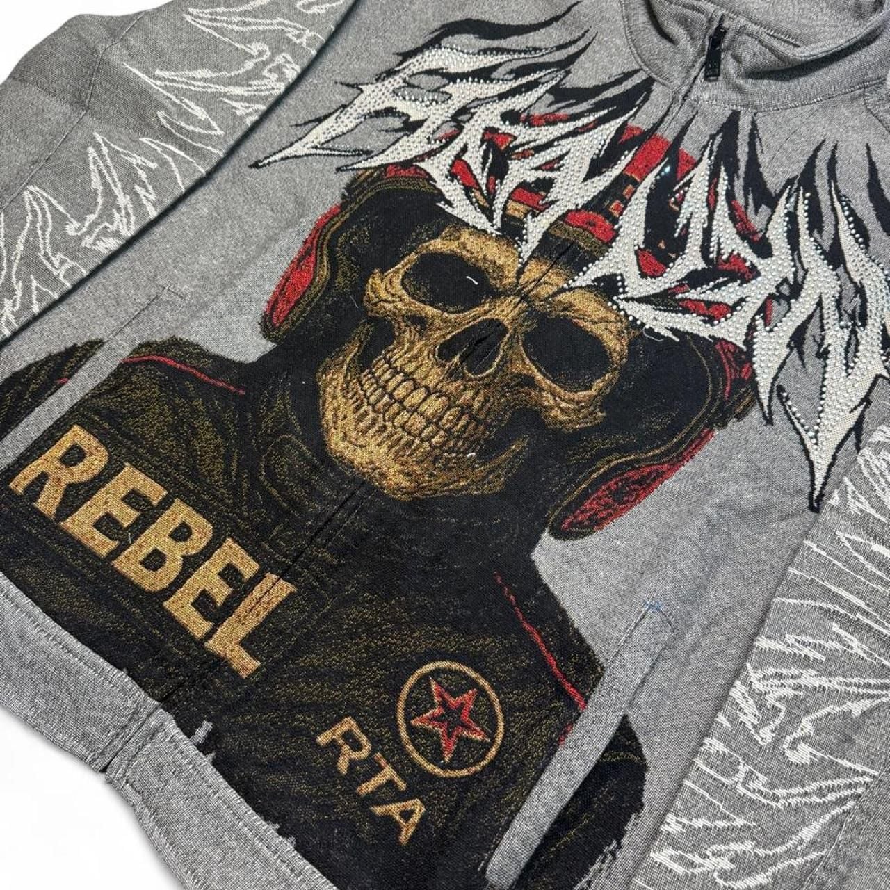 Rebel Minds Rebel RTA Skull Zip Up Jacket Size Medium 3