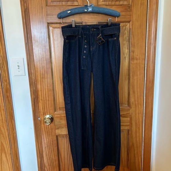 No Boundaries Dark Indigo Wide Leg Paperbag Jeans