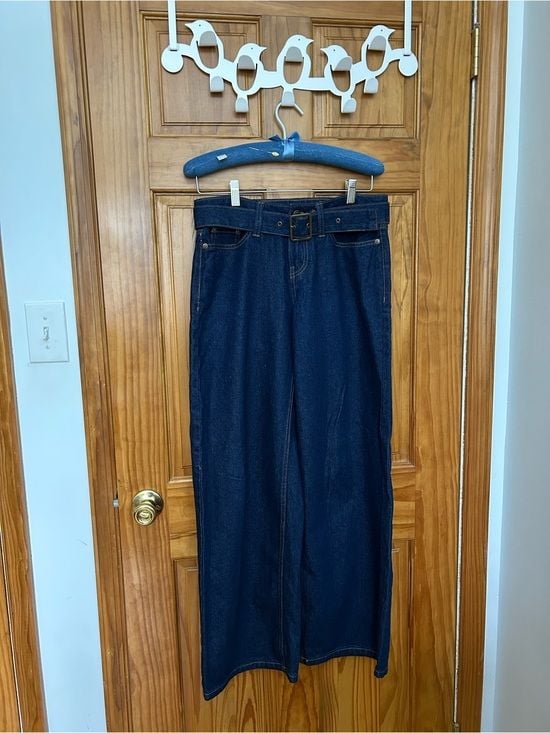 No Boundaries Dark Indigo Wide Leg Paperbag Jeans 4