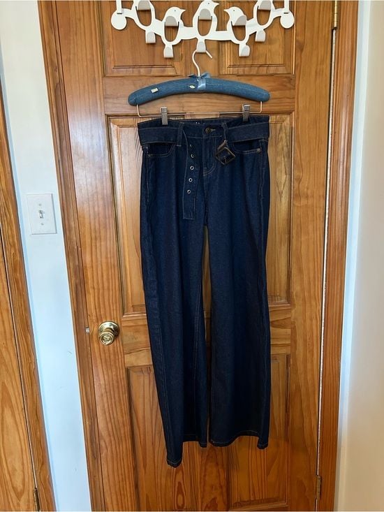 No Boundaries Dark Indigo Wide Leg Paperbag Jeans 6