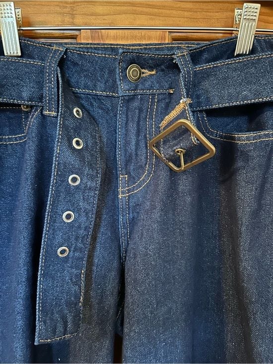 No Boundaries Dark Indigo Wide Leg Paperbag Jeans 7