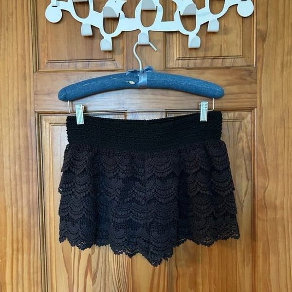 Jolt Black Crochet Lace Shorts
