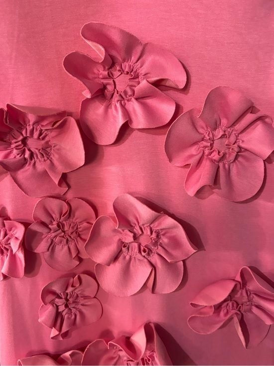 Women’s Size Medium Pink 3D Floral Appliqué Sleeveless Maxi Dress 6