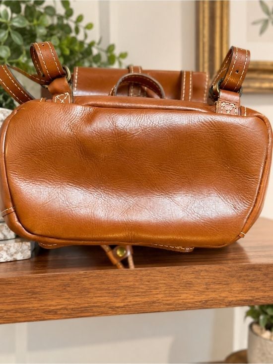 Patricia Nash Cognac Brown Italian Leather Drawstring Backpack 5
